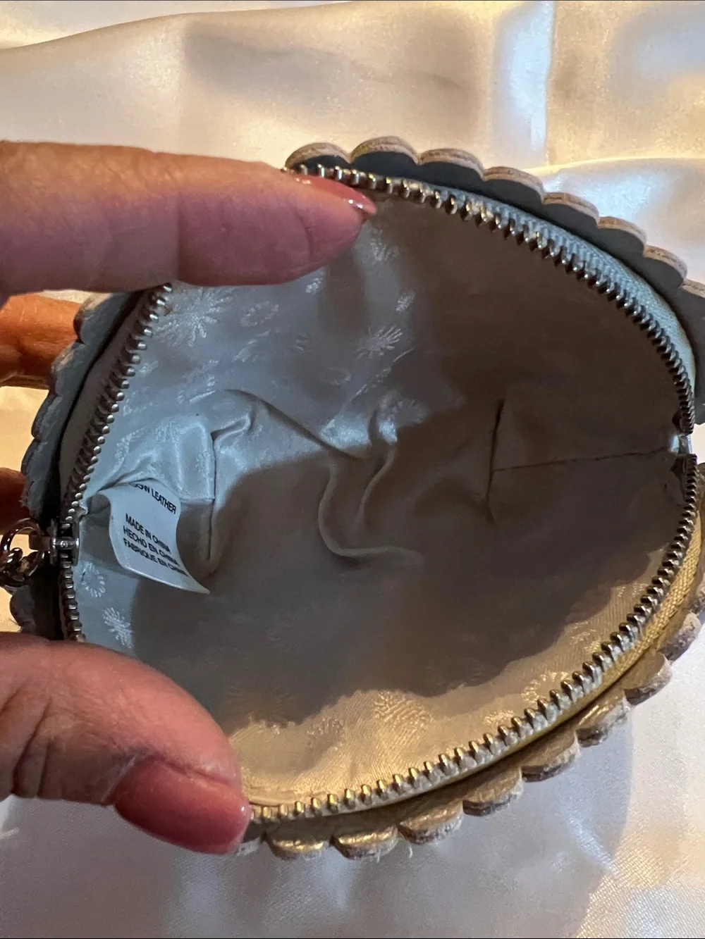 UGG Metallic Silver Scalloped Coin Pouch